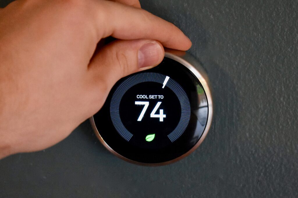 Closeup of smart thermostat